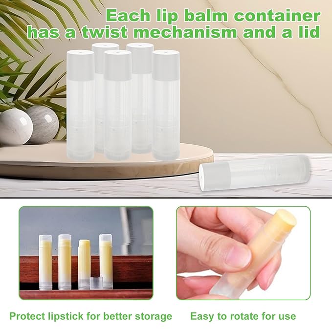 Lip Balm Tubes with Filling Tray and Spatula, 100PCS 5ml White Lip Balm Containers with White Caps, DIY Lip Care Balms Making Tray and Spatula for Women Girl Cosmetics Makeup-Velvo Beauty