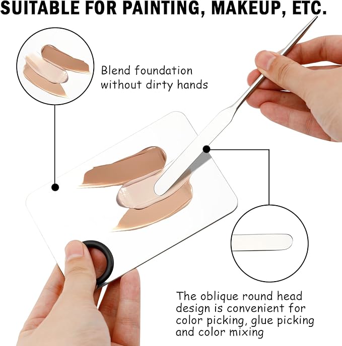 Makeup Spatula and Palette Set Facial Foundation Makeup Tools and Powder Puff Stainless Steel Mixing Spatula for Professional Makeup Nail Art-Velvo Beauty