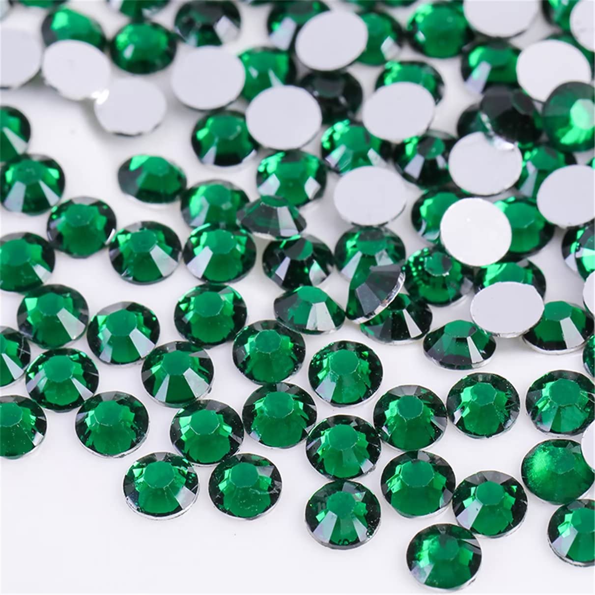 1500 Pieces SS16 4mm Flatback Rhinestones Clear Glass Round Gems Crystals for Nail Art DIY Crafts Clothes Shoes Bags （Dark Green）-Velvo Beauty