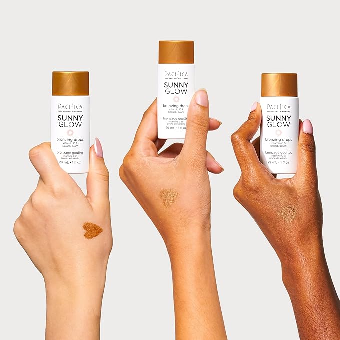 Pacifica Sunny Glow Liquid Face Bronzer Drops - Face Makeup Bronzing For Face & Cheeks for Instant Sun-Kissed Glow - Vitamin C & Glycolic Acid Infused Liquid Bronzer Illuminating Highlighting Clean-Velvo Beauty