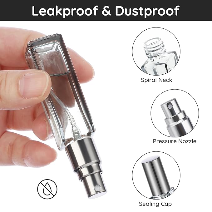 Segbeauty Travel Perfume Bottle Refillable, Empty Mini Portable Perfume Atomizer with Funnel, 5 Set of 10ML Glass Spray Bottle Fine Mist Leak-proof Sprayer Travel Sample Bottles for Cologne Fragrance-Velvo Beauty