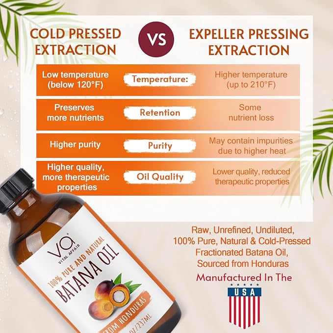 Batana Oil For Hair Growth-100% Raw Batana Oil From Honduras-Glass Bottle-Skin Hair Oil Rich In Essential Nutrients-Batana Hair Oil For Women & Men-For Strong & Shiny Hair-8 FlOz-Velvo Beauty