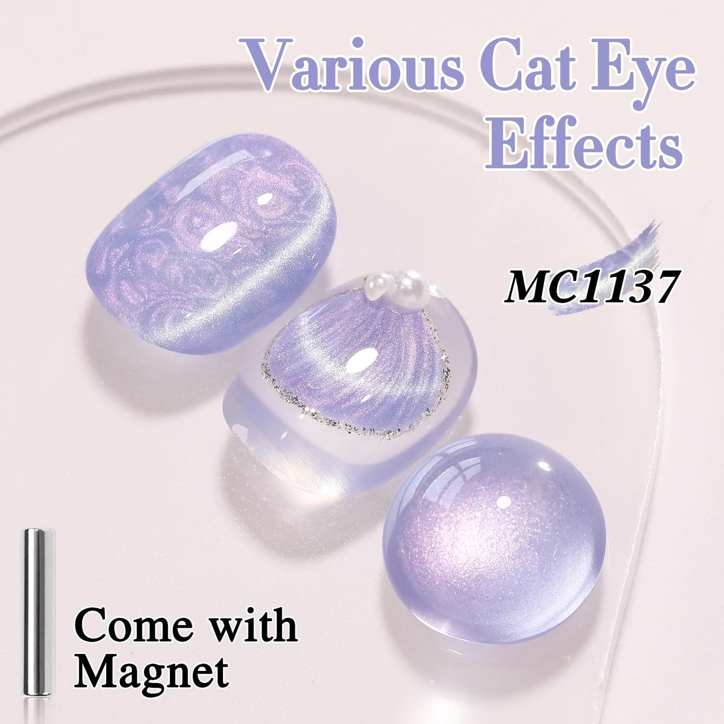 Double Rhythm 15ML Ice Glass Cat Eye Gel Polish with Magnet Holographic Glitter Shimmer Translucent Sheer Color Salon Soak Off Magnetic Nail at Home (Blue Purple-MC1137)-Velvo Beauty