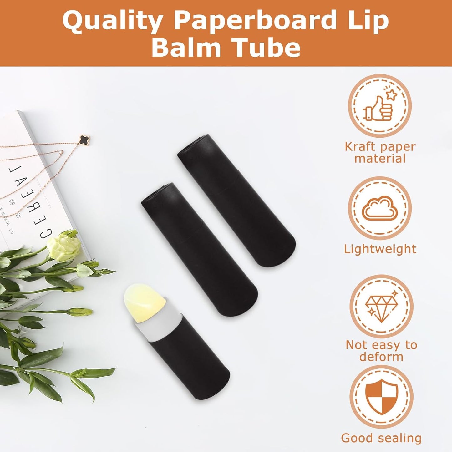 30PC 0.3oz Kraft Paperboard Lip Balm Containers Cardboard Lip Balm Tubes with Lids Refillable Chapstick Tubes Empty Push-Up Style Perfume Lip Gloss Container for DIY Cosmetic Storage-Velvo Beauty