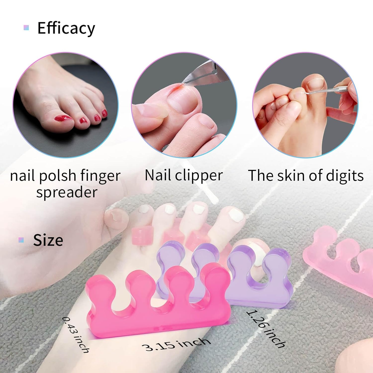 SUNFATT Gel Toe Separators,Toe Spacers for Women,Pedicures Toe Separators Use for Separation of Toenails or Nails,Beauty Pedicure Tools Suitable for Supplies for a Salon Pedicure.-Velvo Beauty