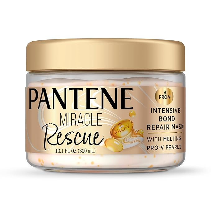 Pantene Miracle Rescue Hair Mask, Intensive Bond Repair with Melting Pro-V Pearls, Melts Away Damage, Builds Bonds, Strengthens Against Damage, Deep Conditioning for Dry Damaged Hair, 10.1 fl oz-Velvo Beauty