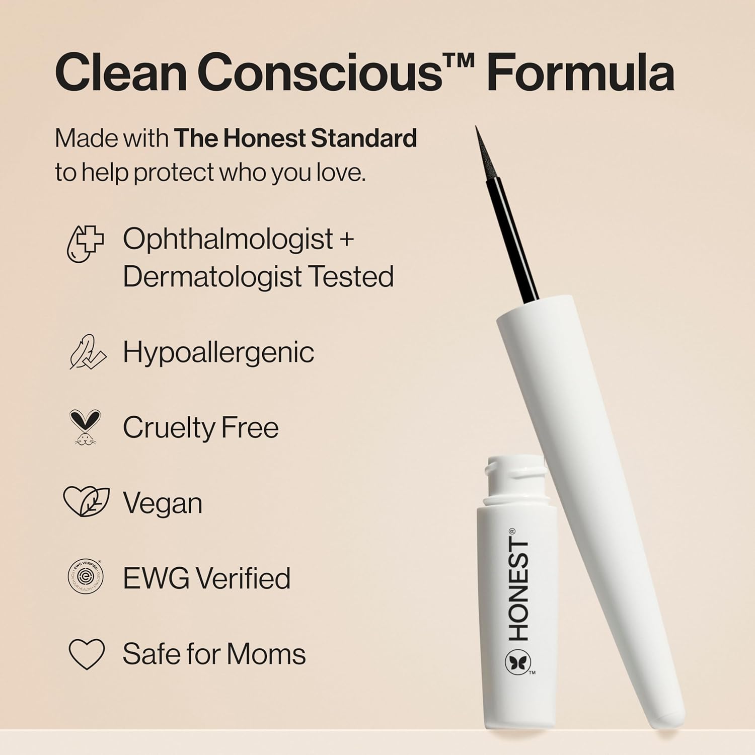 Honest Beauty Longlasting Liquid Eyeliner | Smudge + Flake Proof, Precise Application | Hypoallergenic, Vegan, + Cruelty Free | Black, 0.58 fl oz-Velvo Beauty
