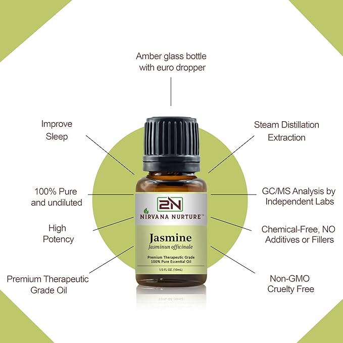 Jasmine Essential Oil 100% Pure Premium Therapeutic Grade, Undiluted - Aromatherapy Diffuser for Calm and Relaxation, Skin Care, Hair Care-Velvo Beauty
