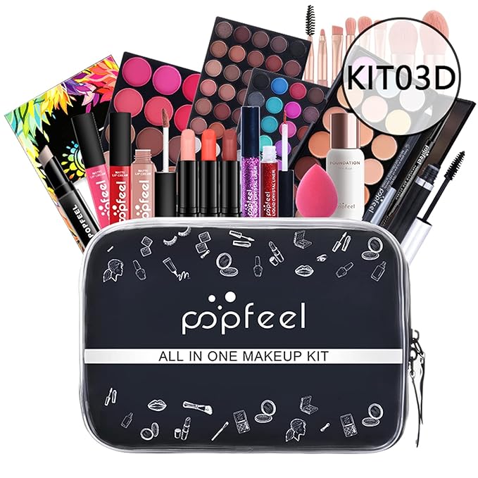 All-in-One Makeup Gift Set Travel Makeup Kit Complete Starter Makeup Bundle Lipgloss Lipstick Concealer Blushes Powder Eyeshadow Palette Cosmetic Palette for Teen Girls & Adults #18-Velvo Beauty