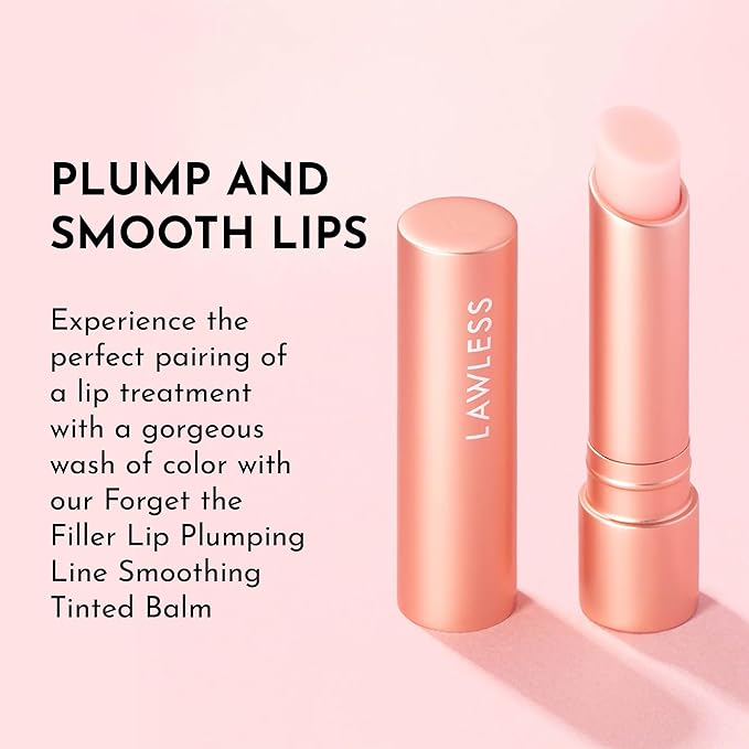 LAWLESS Forget the Filler Lip Plumping Line Smoothing Tinted Balm, Pink Marshmallow, 0.09 Ounce-Velvo Beauty