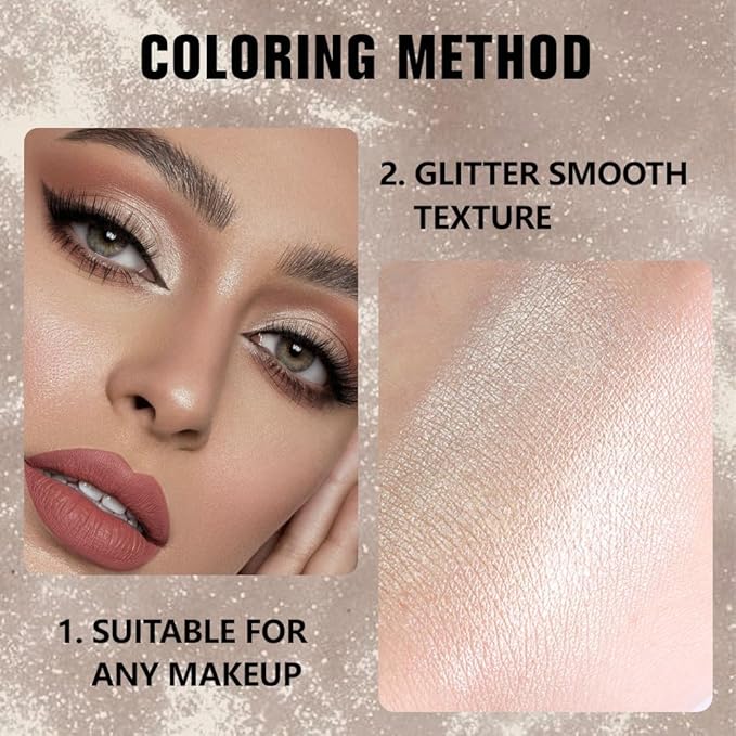 evpct Light Nude Brown Shimmer Single Eyeshadow Palette Makeup for Older Women, Iced Latte Glitter Sparkle Cream Eye Shadow Palette Brightener Makeup for Older Women, High Pigment Monochrome Eyeshadow-Velvo Beauty