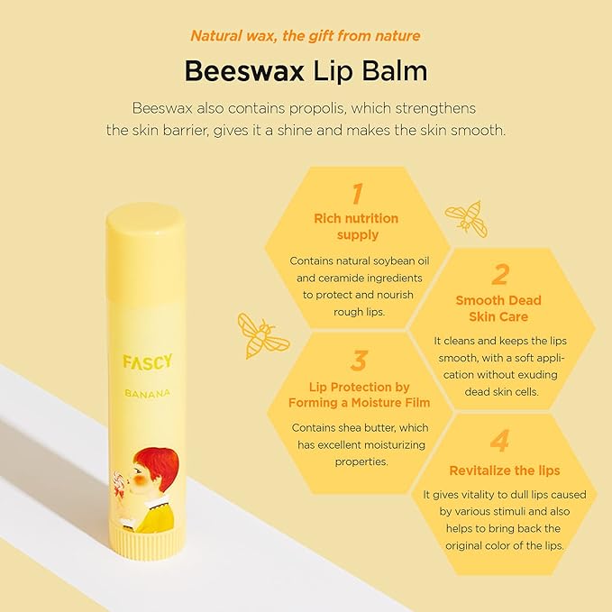 FASCY Lollipop Lip Balm Banana, Lip Balms & Moisturizers, Korean Lip Balm, Korean Lip, Korean Lip Products, Paraben Free, Moisturizing, 0.13 Oz, (Banana)-Velvo Beauty