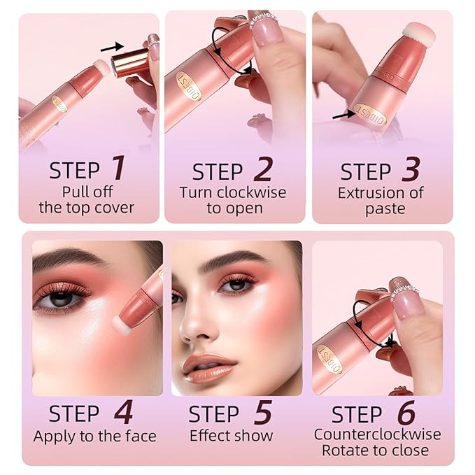 Liquid Blush Beauty Wand Matte Cream Blush Stick with Soft Cushion Applicator For Natural Cheek Tint Blendable Lightweight Long Lasting Dewy Finish makeup blush for Face(01 Nude Orange)-Velvo Beauty