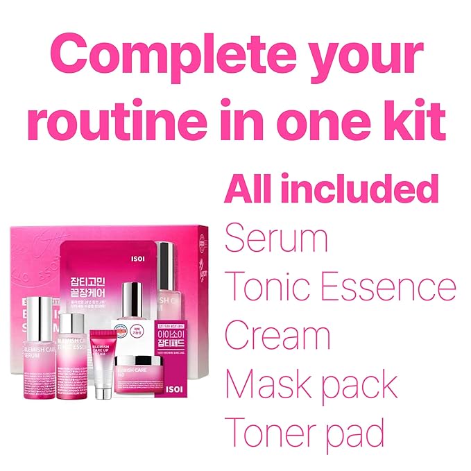 ISOI Blemish Care Up Serum Gift Set, Korean Skin Care for Hydration & Radiance – Full Size or 5-Step Travel Kit Options (5-Step Special Kit (1.77 fl.oz))-Velvo Beauty