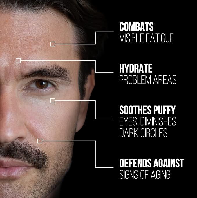 Men's Eye Cream for Dark Circles, Puffiness, Wrinkles & Puffy Eyes, Unscented Gel with Hyaluronic Acid, Vitamin E, Argan Oil, 1 Fl Oz-Velvo Beauty