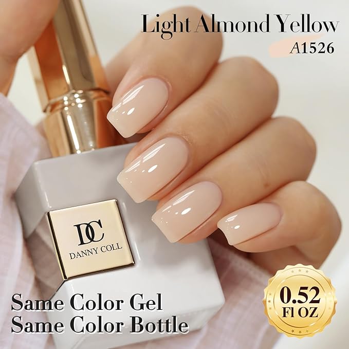 Double Rhythm 0.50 OZ Translucent Gel Polish Same Color Same Bottle Sheer Pastel Neutral Natural Milky 15 ML Jelly UV Nail Art DIY at Home (Cream Yellow-A1526)-Velvo Beauty