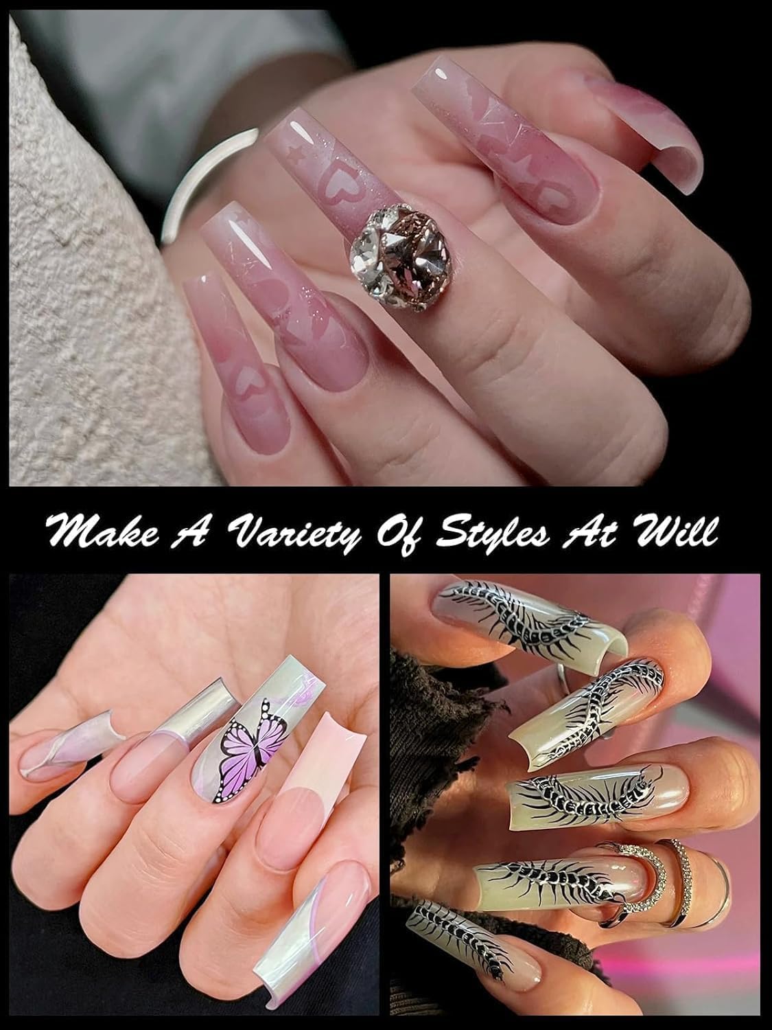 EBANKU Poly Gel Nail Forms, 120Pcs Coffin Matte Dual Nail Forms Clear Nail Molds Square Full Cover Nail Tips for Nail Extension Nail Art DIY 12 Sizes-Velvo Beauty