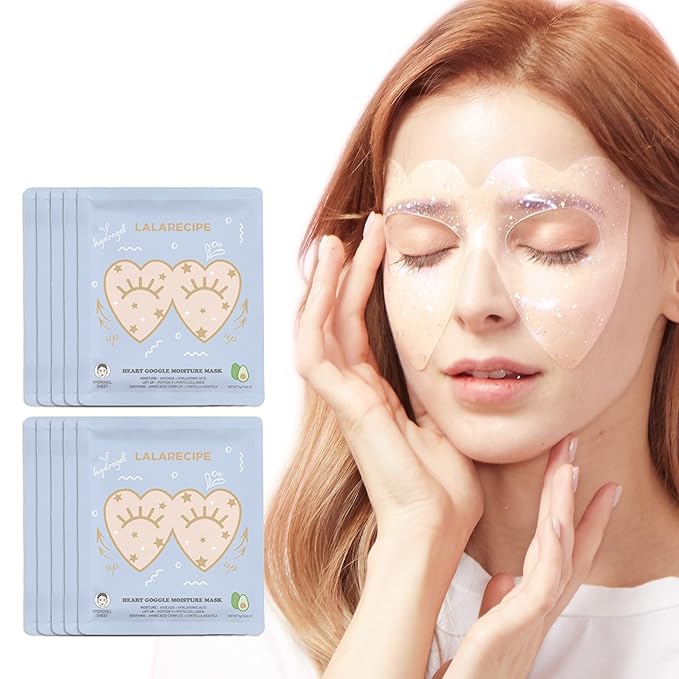 Avocado Heart-Shaped Collagen Under Eye Masks | Brightening Eye Mask Pads w/Hyaluronic Acid & Niacinamide | Hydrogel Depuffing Under Eye Patches for Dark Circles and Puffiness (Pack of 10)-Velvo Beauty