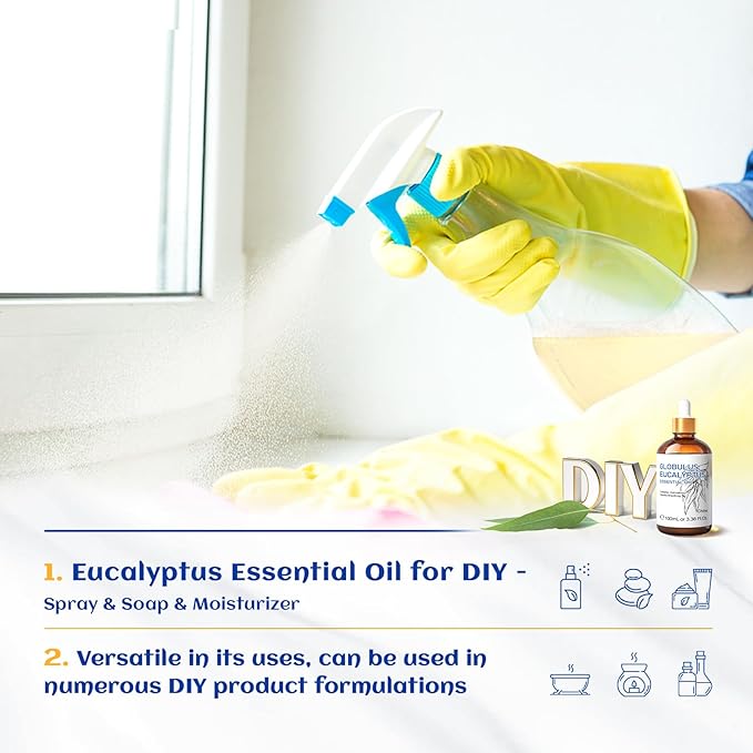 HIQILI 100ML Eucalyptus Essential Oil for Spray, Diffuser & Skin, 100% Pure Undiluted - 3.38 Fl Oz-Velvo Beauty