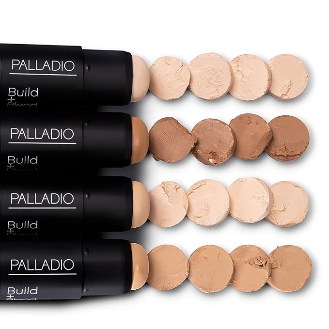 Palladio BUILD & BLEND Foundation Stick, Medium Coverage Buildable Contour Stick for Face, Ultra Blendable Creamy Formula for a Natural Shine Free Finish, 0.25 Ounce (Natural Ivory)-Velvo Beauty