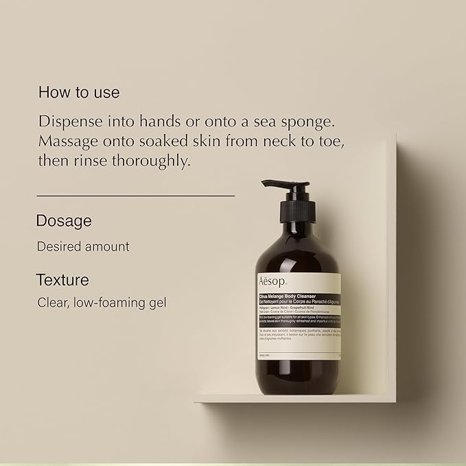 Aesop Citrus Melange Body Cleanser | Gentle Low-Foaming Gel Cleanser For Skin | Citrus Aroma with Botanical Extracts | 16.9 oz / 500 mL-Velvo Beauty
