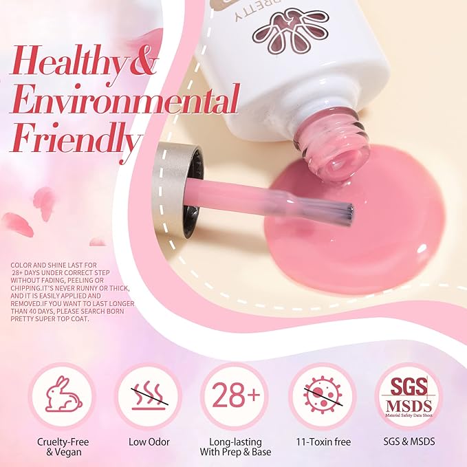 Born Pretty Jelly Nude Pink Gel Nail Polish Sheer Transparent Gel Polish 6Colors Soak Off U v Light Cure Gel Polish Kit for Salon and Nail Art DIY at Home-Velvo Beauty