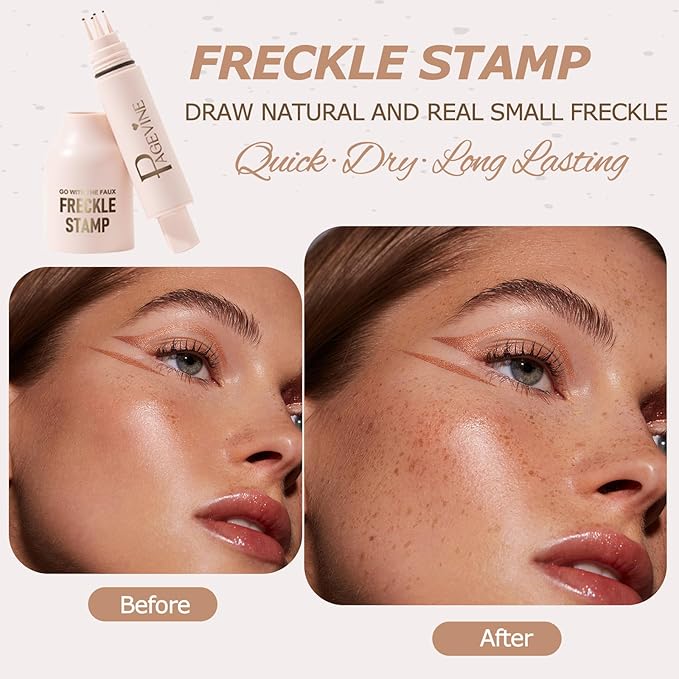 Freckle Stamp Pen, Fake Freckle Stamp Makeup Tool, Faux Freckle Stamp with Quick Dry 5-Point Multi-Prong Soft Tip, Waterproof & Long Lasting Lifelike Sunkissed Face Freckle Makeup (4# Espresso)-Velvo Beauty