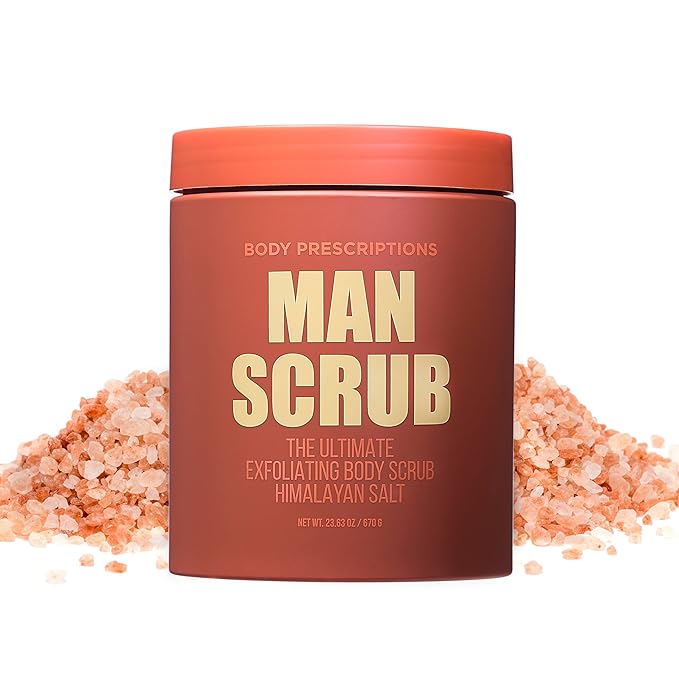 Body Prescriptions Men’s Exfoliating Body Scrub – Ultimate Skin Cleansing Wash in Jar with Twist-Top Lid, For All Skin Types, 21 Ounce (Pack of 2), Himalayan Salt-Velvo Beauty