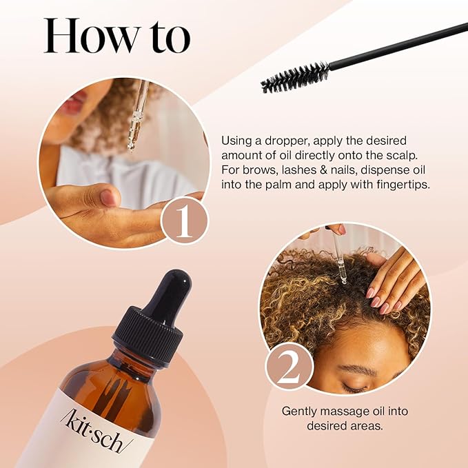 Kitsch Organic Castor Oil for Hair Growth - 100% Pure Castor Oil, Organic Cold Pressed Unrefined Glass Bottle for Face, Skin, Lashes, Brows, Scalp, Nails & Belly Button - Hexane Free, USDA - 2 oz-Velvo Beauty