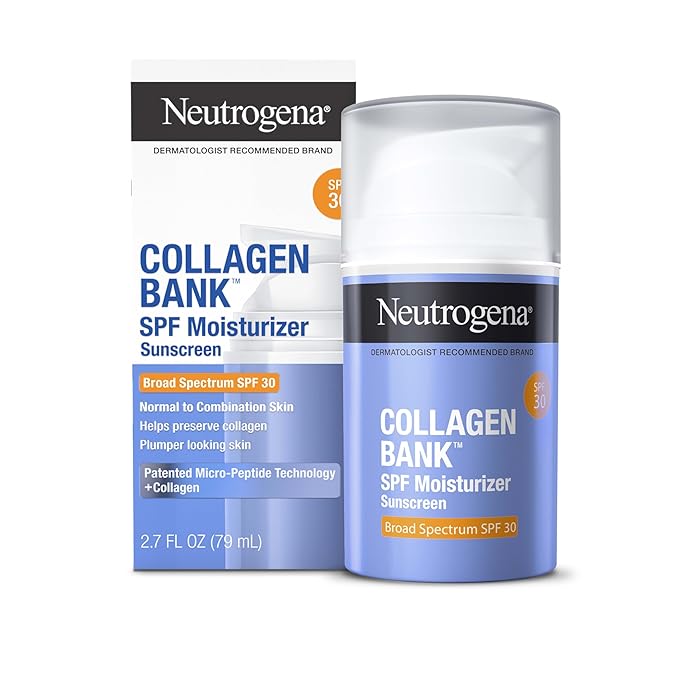 Neutrogena Collagen Bank Face Moisturizer with SPF 30 Sunscreen, Larger Size Anti-Aging Face & Neck Collagen Cream, Micro-Peptide, Support & Defend Skin’s Natural Collagen, 2.7 fl oz-Velvo Beauty