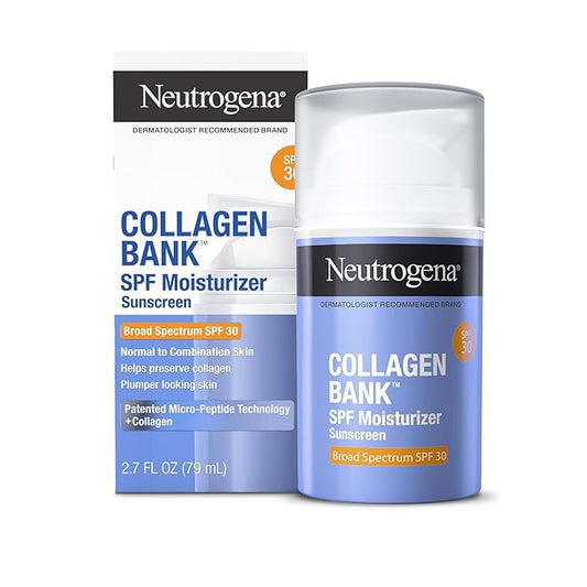 Neutrogena Collagen Bank Face Moisturizer with SPF 30 Sunscreen, Larger Size Anti-Aging Face & Neck Collagen Cream, Micro-Peptide, Support & Defend Skin’s Natural Collagen, 2.7 fl oz-Velvo Beauty
