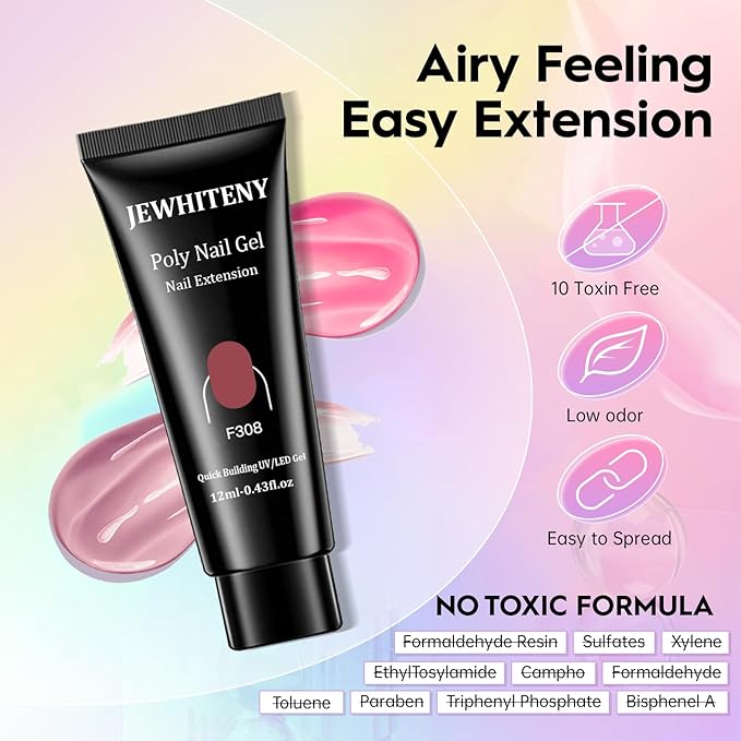 JEWHITENY 14 Colors Poly Gel Nail Kit 27 Colors Gel Nail Polish Kit With U V Light All In One Nail Art Starter Kit Suitable For All Seasons-Velvo Beauty