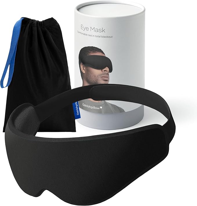 Ostrichpillow Eye Mask, Sleep Mask for Men Women 100% Blackout, No Pressure On Eyes, Soft & Breathable, Adjustable Fit, Travel Bag Included-Velvo Beauty