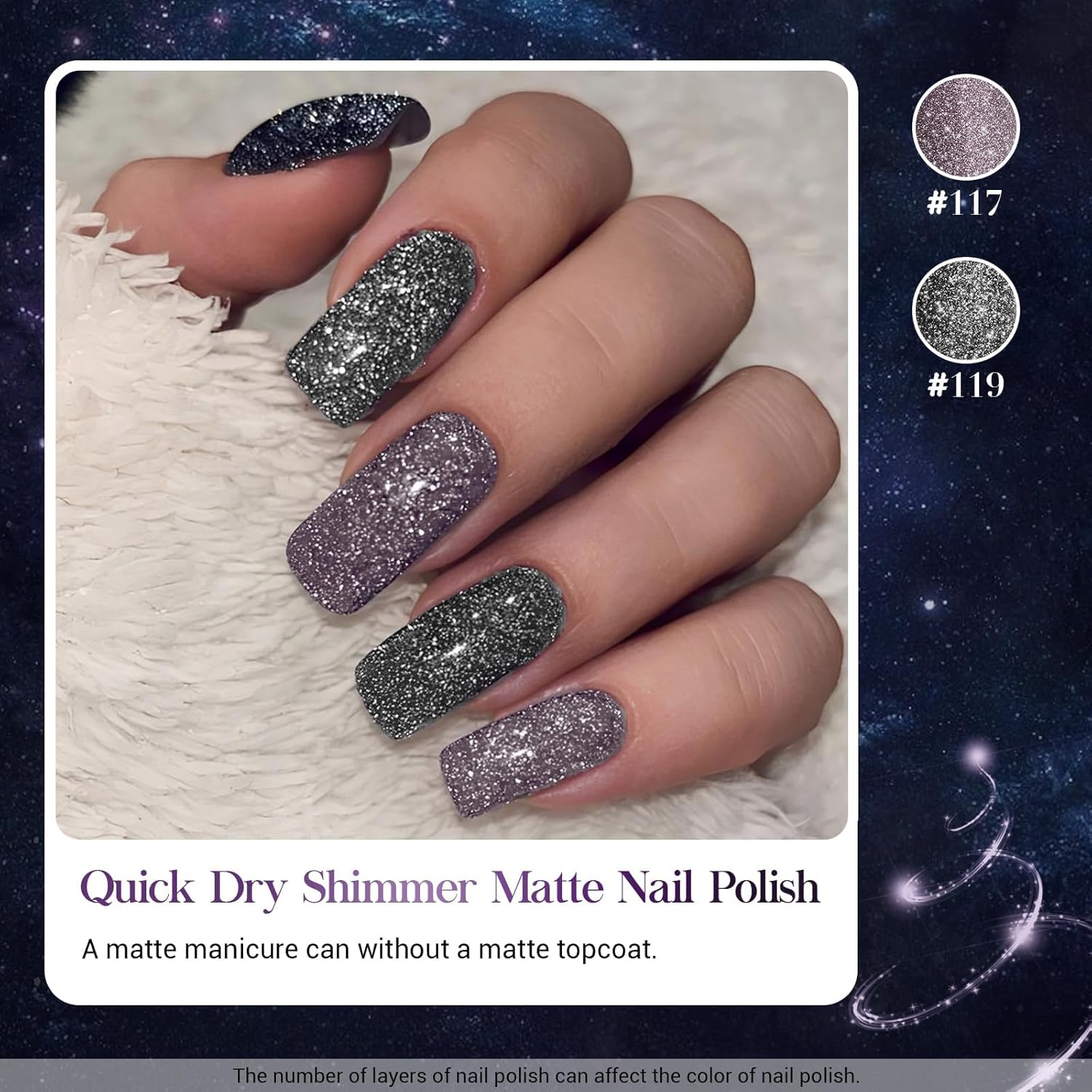 AZUREBEAUTY Matte Glitter Nail Polish Set 4 Colors Diamond Platinum Silver Purple Black Nude Nail Polish Quick Dry Natural Nail Kit with Top Coat DIY Salon Home-Velvo Beauty