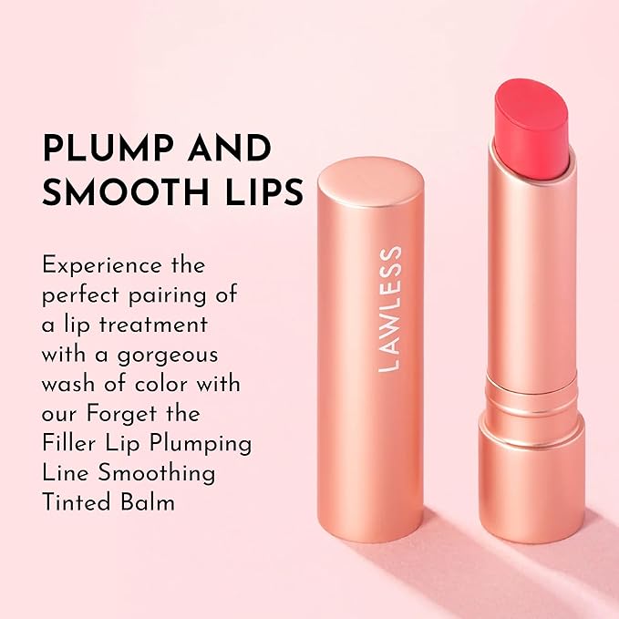 LAWLESS Forget the Filler Lip Plumping Line Smoothing Tinted Balm, Juicy Watermelon, Pink, 0.1 Ounce / 2.9 ml-Velvo Beauty