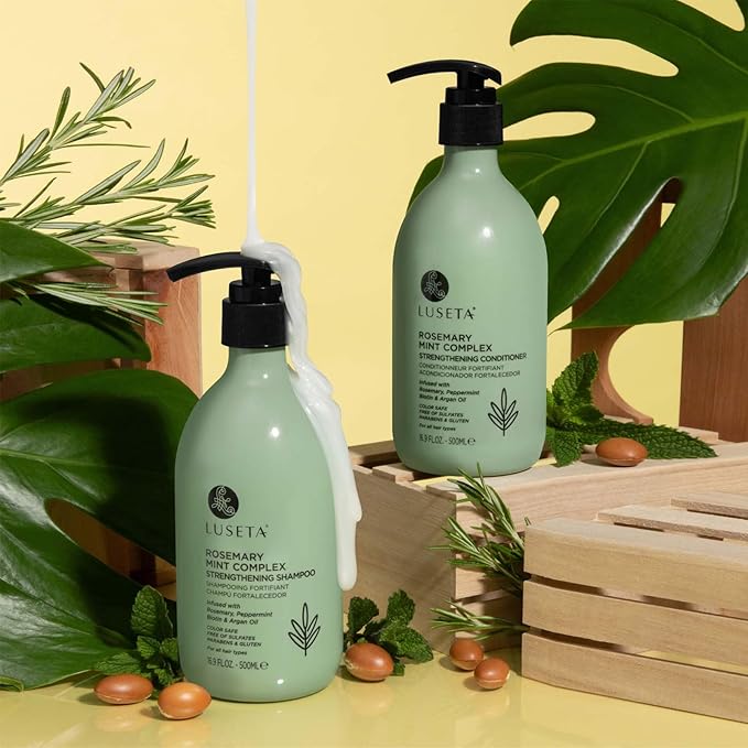 Luseta Rosemary Mint Strengthening Shampoo and Conditioner Provide Nourishment & Smoothness for Thin Hair,Reduce Frizz and Add Shine for All Hair Types 16.9oz×2-Velvo Beauty