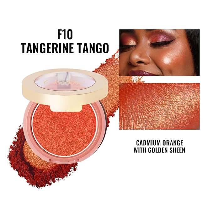 Oulac Luminisers Powdery Blusher for Cheeks Face Glow,Brighten Skin As Highlighter Makeup, Shimmer Blusher,Buildable and Vegan Cosmetics,4.8g F10 Tangerine Tango-Velvo Beauty