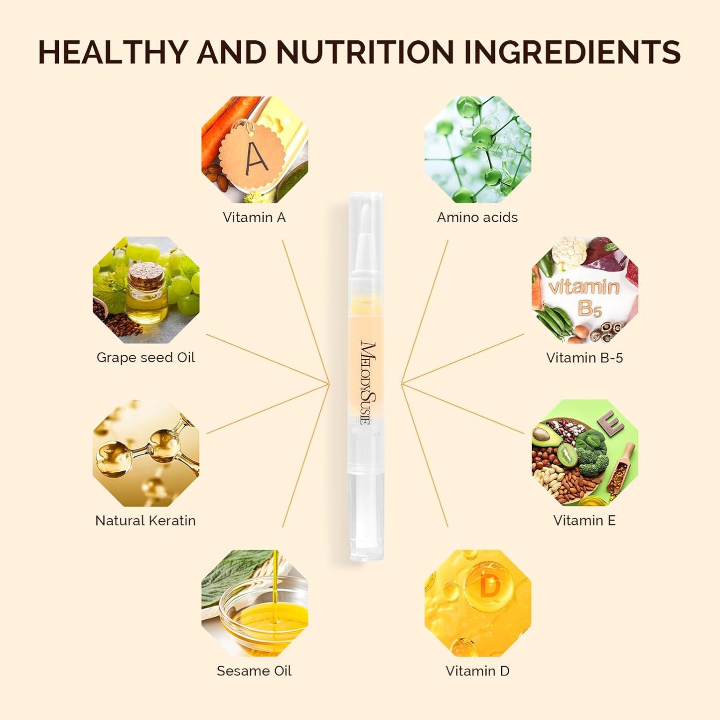 MelodySusie 15Pcs Cuticle Oil Pen Set,Nail Moisturizing Cuticle Oil Enriched with Vitamin E,Softens and Repairs cuticles,Nail Strengthener,Protects Damaged Skin,Thin Nails-Velvo Beauty