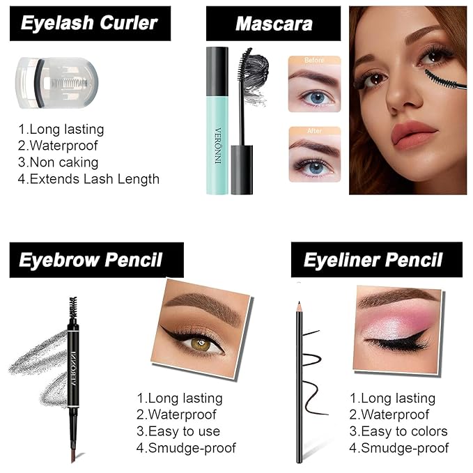 VERONNI All in One Makeup Kit,Eye Face Lips Makeup For Mother's Day,Multipurpose Women's Makeup Sets,Beginners and Professionals Alike (All in one makeup set)-Velvo Beauty