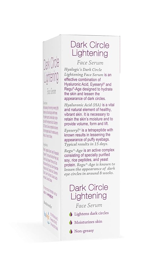 Hyalogic Dark Circle Lightening Face Serum - Treat Under Eye Dark Circles w/Hyaluronic Acid, Eveseryl & Regu-Age - Soothe, Nourish & Rejuvenate Skin - 1oz-Velvo Beauty