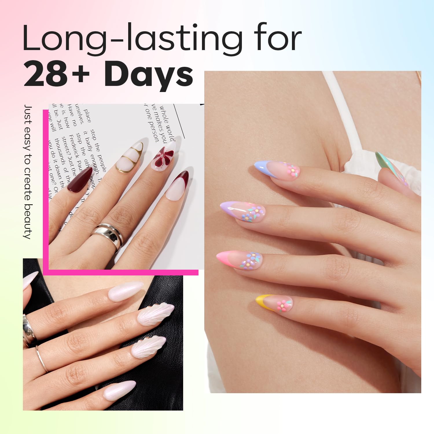 Modelones Pointed Almond Fake Nail Tips - 510Pcs Medium Gel Tips Pre-shaped Half Matte Full Cover Clear Acrylic Gel Kit False Press on Nails for Extension DIY Salon 15Sizes-Velvo Beauty