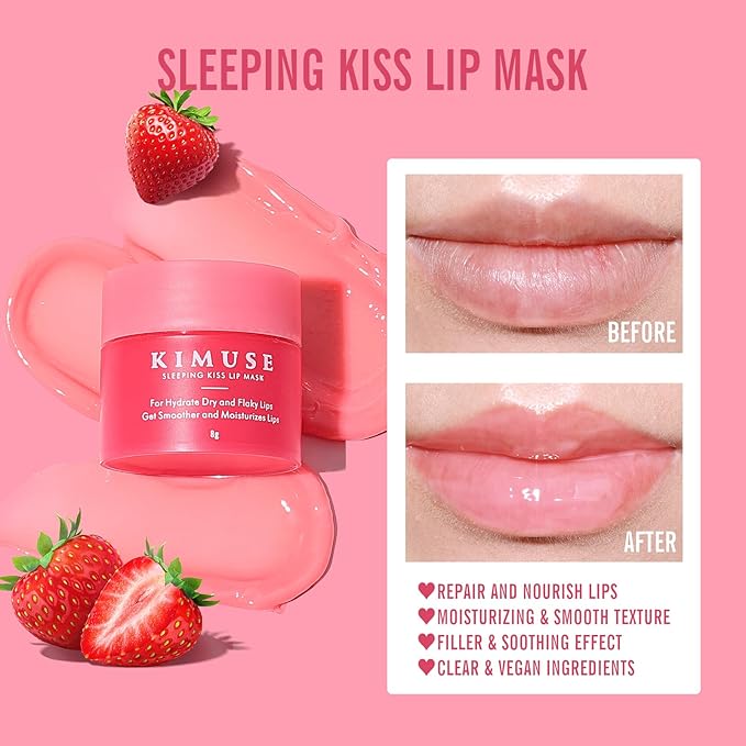 KIMUSE Lip Sleeping Mask Set - Overnight Treatment Lip Care Products | Moisturize & Nourish, Cracked Dry Lips, Intense Hydration with Shea Butter (Colorful Berries)-Velvo Beauty