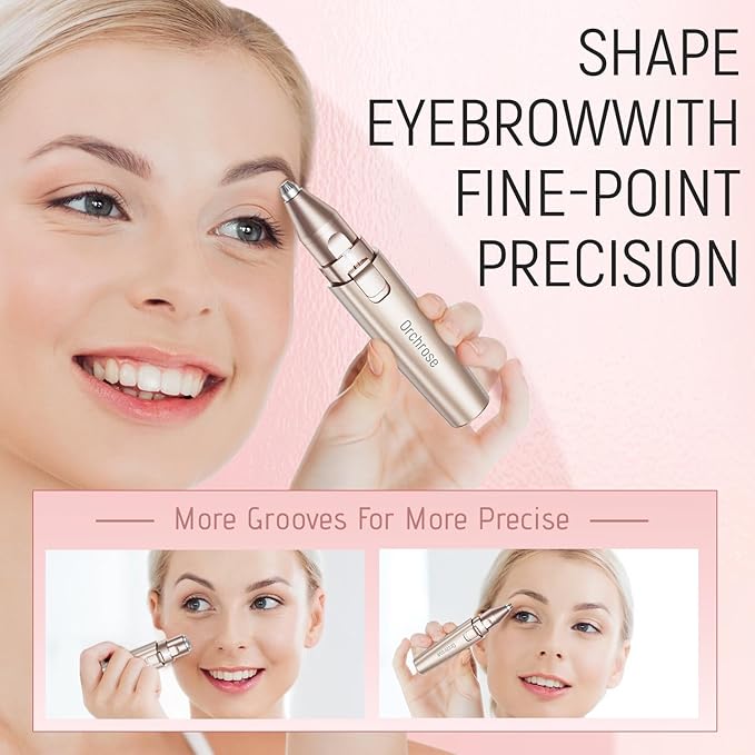 Rechargeable Facial Hair Remover for Women: 2-in-1 Device for Shaping Eyebrows and Removing Face Peach Fuzz(Rose Gold)-Velvo Beauty