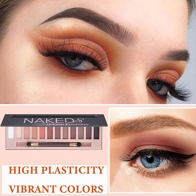 12 Color Naked Eyeshadow Palette,Matte Earth Color Eyeshadow,Natural Nude Eyeshadow Palette,Professional Waterproof and Smudge Proof Eye Shadow Palette Kit,Eye Makeup Set for Women（A）-Velvo Beauty