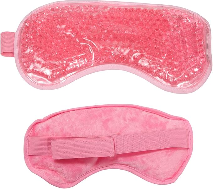 Cooling Eye Mask Reusable Gel Eye Mask for Puffy Eyes,Ice Eye Mask Cold Eye Mask Frozen with Plush Backing for Headache,Migraine,Stress Relief-Color Pastel Pink-Velvo Beauty