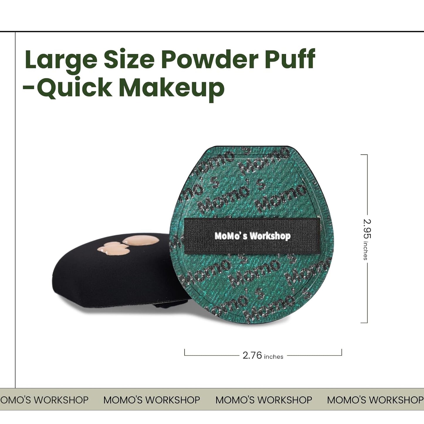 Momo's Workshop Makeup Sponge, Large Makeup Blending Puff for Liquid & Cream Foundation, Concealer Foundation Puff Quick Apply Cosmetics 1pcs Green-Velvo Beauty