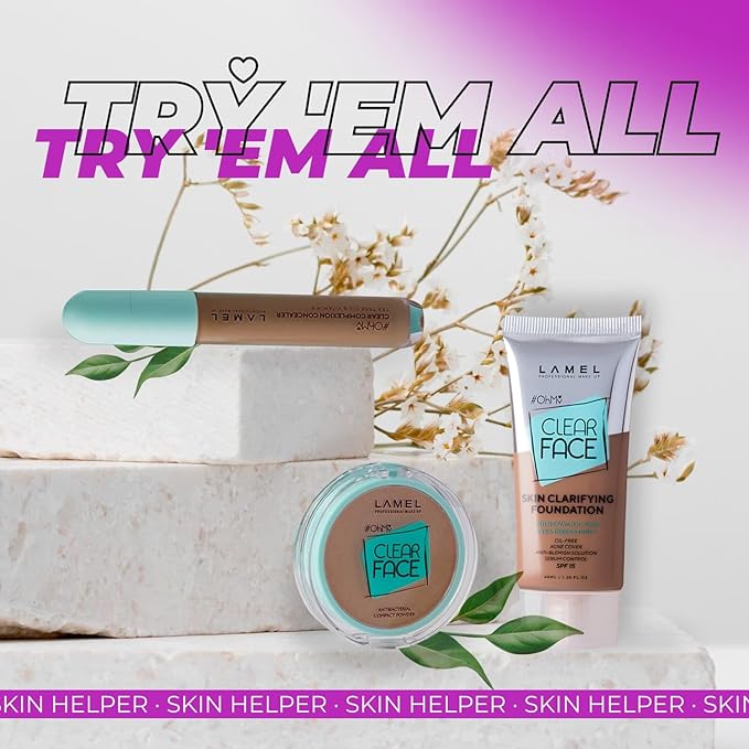 LAMEL OhMy Clear Face Full Coverage Foundation - Acne Coverage - Salicylic Acid & Tea Tree Extract - Dewy & Flawless Finish - Sensitive Skin Care - Organic & Oil-Free - 409, 1.35 fl.oz-Velvo Beauty