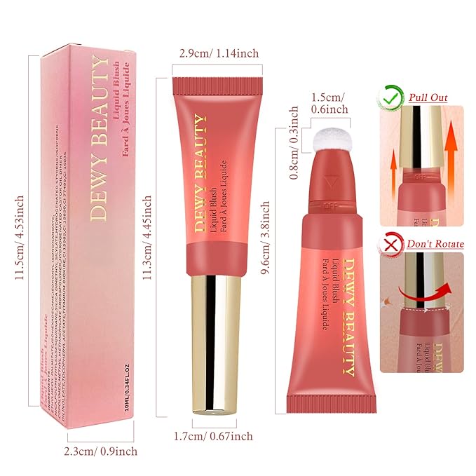 Liquid Blush Makeup Wand, Cream Liquid Blush with Cushion Applicator For Cheeks Tint, Natural-looking, Glow Dewy Finish, Weightless Blendable Liquid Blush Stick | #102 ENERGETIC-Coral Orange-Velvo Beauty