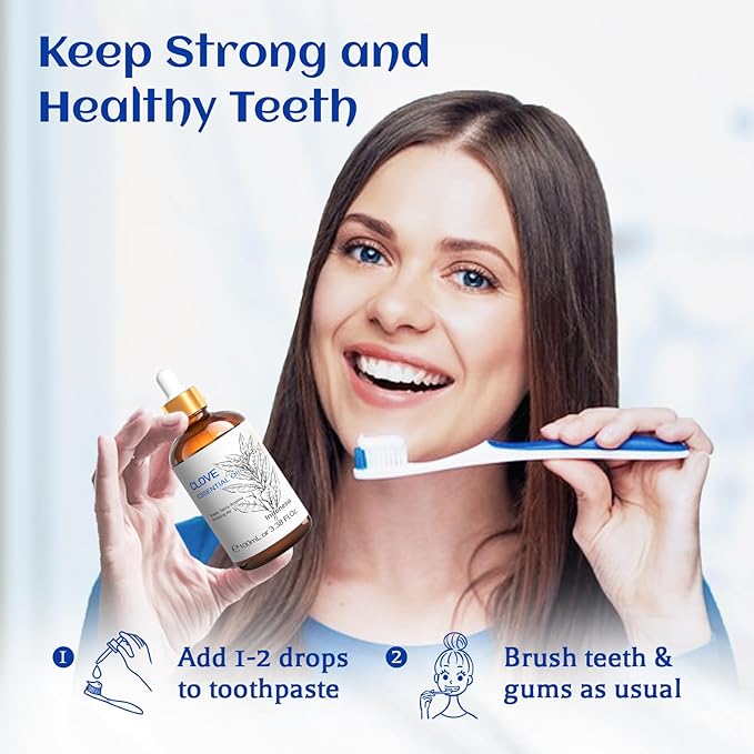 HIQILI 100ML Clove Oil for Teeth and Gums, Tooth Aches, Spray, Aromatherapy, 100% Pure Natural - 3.38 Fl Oz-Velvo Beauty