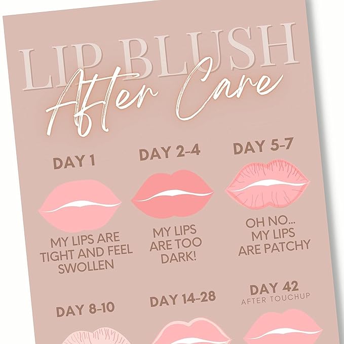 Lip Blush Aftercare Instruction Cards | 55 Pack | 2x3.5” inch Business Card Size | Lip Blush Supplies-Velvo Beauty